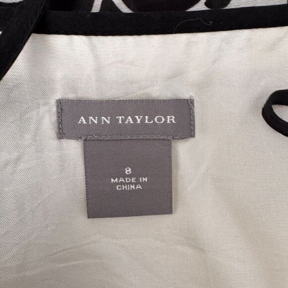 Ann Taylor Black & White Damask Print Spaghetti Strap Dress Size 8 - Picture 8 of 13